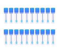 Lawnoval Lot de 20 tubes d'échantillons en plastique de 15 ml avec couvercles à vis et cuillères, récipients transparents étanches pour analyse de la collecte de sol d'urine de laboratoire, bleu