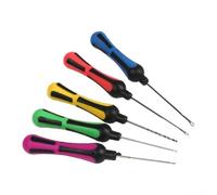 Lawnoval Lot de 5 aiguilles à bouillettes pour pêche à la carpe avec foret en acier à haute teneur en carbone Stix Stringer et outils de perçage d'appâts multicolores