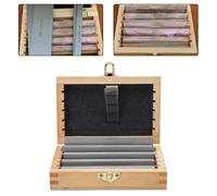 Lawnoval Lot de 6 blocs parallèles en alliage d'acier 120 mm x 10-35 mm pour fraisage CNC pour machines, tours et étau avec boîte de rangement en bois