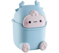 Lawnoval Mini poubelle de bureau en plastique avec couvercle à rabat, 23,5 x 15,5 x 14 cm, pour salon, bureau, rose ou bleu