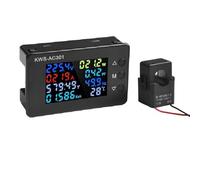 Lawnoval Multimètre numérique 6 en 1 AC 50-300 V Voltmètre Ampèremètre 0-100 A Watt mètre avec affichage LED pour tension, courant, puissance, énergie, synchronisation, température, noir