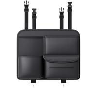 Lawnoval Organiseur de dossier de siège de voiture en cuir imperméable à suspendre avec plusieurs compartiments et porte-mouchoirs intégré, noir