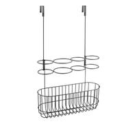 Lawnoval Organiseur mural en métal pour sèche-cheveux avec 4 supports pour outils de coiffage, brosses, rasoirs et étagère de rangement de salle de bain, noir