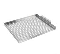 Lawnoval Plaque de barbecue rectangulaire en acier inoxydable 36,5 x 29 cm, accessoire de cuisine d'extérieur pour griller, pétoncles et plus encore, argent