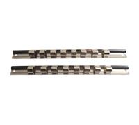 Lawnoval Porte-douilles avec 8 clips pour douilles 1/4", 3/8" et 1/2", rail de rangement mural en acier 45659