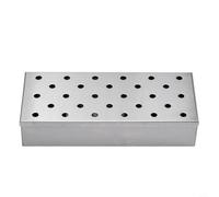 Lawnoval Pour barbecue en acier inoxydable, boîte réutilisable avec copeaux de bois de grande capacité, argent 22,3 x 9,7 x 4,3 cm