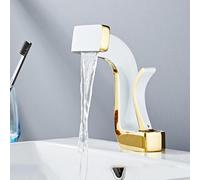 Lawnoval Robinet mitigeur cascade en laiton créatif avec fonction chaud/froid pour lavabo de salle de bain noir et argent