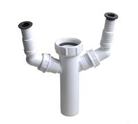 Lawnoval Siphon à déchets pour machine à laver et lave-vaisselle, double sortie d'évier avec entrée de 3,8 cm, joint de compression, blanc pour raccord de plomberie en polypropylène
