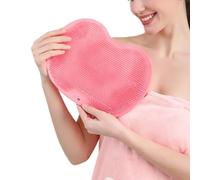 Lawnoval Tapis de douche en silicone avec ventouses, lavage du dos et exfoliant, nettoyant mural pour pieds et corps, 22 x 28 cm