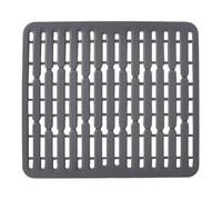 Lawnoval Tapis de séchage en silicone 18,5 x 32,5 cm, résistant à la chaleur, antidérapant, stries surélevées, protecteur d'évier pour comptoir de cuisine, gris