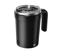 Lawnoval Tasse à café avec agitation automatique avec affichage de la température, tasse électrique rechargeable auto-mélangeuse pour café, thé, chocolat chaud, en acier inoxydable (anglais) noir