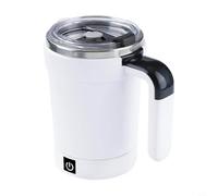 Lawnoval Tasse à café avec agitation automatique avec affichage de la température, tasse électrique rechargeable auto-mélangeuse pour café, thé, chocolat chaud, en acier inoxydable (anglais) blanc