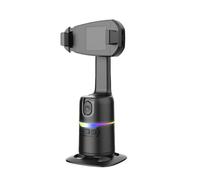 Lawnoval Trépied de téléphone pour suivi à 360° avec reconnaissance du visage et des gestes par IA, refroidissement du radiateur, aucune application requise, batterie 2500 mAh, noir