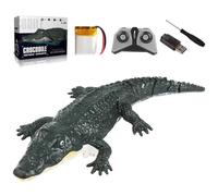 Lawnrden Alligator RC, Alligator télécommandé 2, 4 Ghz, Double hélice, Piscine réaliste RC étanche et Rechargeable, Jouets Aquatiques télécommandés pour Piscine, Jouets de Salle de Bain