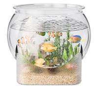 Lawnrden Bol à Poisson Transparent Un Bol à Poisson en Plastique incassable avec Une Base Stable, Un Petit Entretien Facile Aquarium de Bureau pour la Tortue Betta, |.Chariot de Bureau