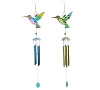 Lawnrden Carillons éoliens de Jardin | Carillons éoliens pour Jardin 2 pièces Colibri métal Verre Carillon Romantique Cadeaux Colibri Ornements Suspendus pour, Patio, Cour, Style de fête 2