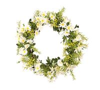 Lawnrden Couronne de Printemps et d'été | Couronne de Simulation, Guirlande Porte d'entrée, Marguerite Artificielle Printemps, Ornement Floral pour Porte Maison, fenêtre, Mur, fête, Festival, décorat