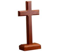 Lawnrden Croix Debout, Statue de Croix en Bois avec Base pour la décoration de Chapelle à la Maison, décoration Bureau Religieuse chrétienne catholique |. en Bois
