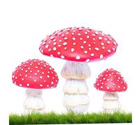 Lawnrden Décor de Jardin en résine, 3 pièces, Ornements de Champignons Qui Brillent dans la Nuit, Accessoires Jardin féerique pour pelouse, Chemin, Cour Paysage