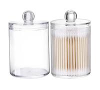 Lawnrden Distributeur Qtip, 2 pièces distributeur Qtip support de coton-tige transparent en acrylique avec couvercle anti-poussière support Q Tip pour accessoires de salle bain organisateur maison