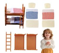 Lawnrden Dollhouse Bed Cute Lifelike Bunk Bed 3.7x2.4x3.9 inch Square Grid Toy Funny DIY Accessories Dollhouse Furniture for Girls Kids Children Role Playing