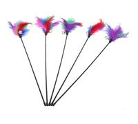 Lawnrden Jouet de Baguette de Chat, Teaser Chat avec Cloche 5pcs 24 Pouces Jouet en Baguette en Plastique avec Panache coloré des Jouets interactifs et divertissants pour Chatons intérieurs