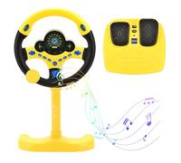 Lawnrden Jouet de Volant pour bébé, Jouet du Volant, Simulation avec pédale de gaz et Sangles, Rotation à 360 ° et Effets sonores Amusants, Magnifiques lumières pour Les Enfants 3, Jaune