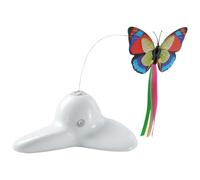Lawnrden Jouet pour Chats taquinement Oiseau et Papillon, Jouet de Chat interactif, Papillon Rotatif à 360 ° avec Ruban, Chaton de Chaton à Batterie avec Base Non Glissante