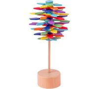 Lawnrden Jouets sensoriels en Bois, Jouet Rotatif, Jouets d'art rotatifs en Bois colorés avec Base, soulagement de l'anxiété, Jouet de décompression éducatif sensoriel pour Enfants et Adultes