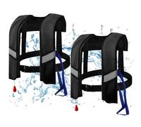 Lawnrden Lot de 2 Gilets de Sauvetage gonflables automatiques 150 N avec Bandes réfléchissantes et sifflet supplémentaire, Gilet Bain Portable pour Adultes (Taille Unique),