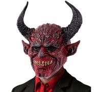 Lawnrden Masque de démon, visage complet réaliste du diable, 13x15 pouces