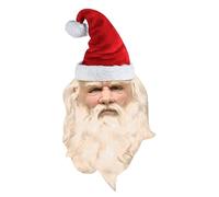 Lawnrden Masque de Noël Masque en latex Santa complet avec barbe et chapeau pour adultes Fête de cosplay Noël | Masques