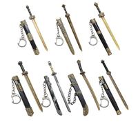 Lawnrden Mini Katana Keynchain, 7pcs Chinois Ancient Mini Sword Keychain Metal Katana Toy Modèle avec des Ornements d'ouvre-Colis en Forme d'épée