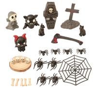 Lawnrden Miniatures d'halloween 27pcs / Set Halloween Figurines avec araignée Squelette Arme Cercer Village Decort Table Top pour l'école du Bureau à Domicile |.Figurine fantôme
