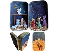 Lawnrden Nativité de Noël Ensemble 3, 5x4, 5x0, 8 Pouces Scène de nativité Religieuse et Saint Figures Famille Ornement dans la boîte pour la Maison Table intérieure DÉCOR | SCÈNES Table