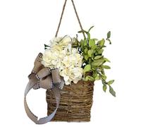 Lawnrden Panier de Porte d'entrée|Couronne de Panier Porte Fleurs Sauvages 13, 78 Pouces..Couronne Printemps Artificielle Suspendue, Signe Bienvenue Printemps pour décoration Mariage et ma