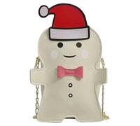 Lawnrden Purs de Noël Pu Gingerbread Man Sac à bandoulière avec sangle de chaîne et fermeture à glissière 5.3x7.9x2.6 '' Granche bandoulière pour femmes Tenue quotidienne |.Sacs