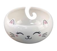 Lawnrden Support de Fil, Bols de Fil en céramique pour Le Crochet, Support Boule Sortie en Spirale Lisse en Forme Chat Mignon, Accessoires Tricot pour l'artisanat et la décoration