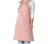 Lawnrden Tablier de cuisine réglable pour femme, tabliers pour femme avec poches, tablier de cuisine réglable en polyester et coton avec bouton pour le service peinture, grill, d'agriculture