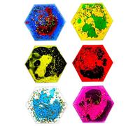 Lawnrden Tuiles sensorielles| Jouets sensoriels Fidget Hexagon Liquid Rempli pour Les Enfants - Ensemble géométrique de 6 pièces avec Paillettes, Outils de Jeu pour Calmer Le Coin