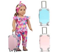Lawnrden Varine de Jouets, 2 PCS Mini Doll Luggage Poulgage pour des poupées de 16 et 18 Pouces, ABS Plastic Suitcase Jouet avec poignée, étui Voyage pour America Girl Doll Accessoires