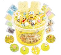 LAWOHO Bear - Kit de slime transparent jaune transparent pour filles de 8 à 12 ans avec 9 paquets de slime pour enfants, jouets en argile, cadeaux d'anniversaire, d'Halloween, de Noël, de Pâques - 300