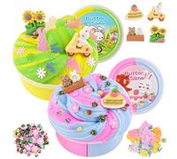 LAWOHO Kit de Slime au Beurre 2X120 ML avec 6 Packs d'accessoires, Slime pour Cadeaux de fête pour Enfants, Slime au Beurre pour Enfants Halloween Noël, kit de Slime pour Filles garçons (Pique-Nique)