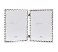 Lawrence Cadres photo à charnières en métal moulé double 12,7 x 17,8 cm, motif corde argentée