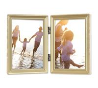 Lawrence Frames 11435d Doré Antique Perle à charnières Double Cadre Photo, 3.5 par 12,7 cm