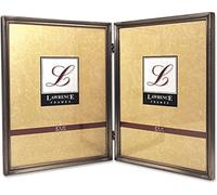 Lawrence Frames 11580D Cadre photo double à charnière et bordure perles 20,3 x 25,4 cm Étain vieilli