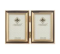 Lawrence Frames Cadre double à bordure perles 6,3 x 8,8 cm Doré