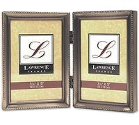 Lawrence Frames Cadre double à bordure perles 8,8 x 12,7 cm Couleur étain