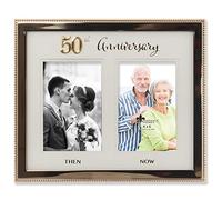 Lawrence Frames Cadre photo double en métal doré pour 50e anniversaire de mariage 10 x 15 cm