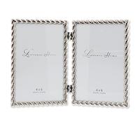 Lawrence Frames Cadre photo en métal moulé double à charnière 10 x 15 cm, motif corde argentée
